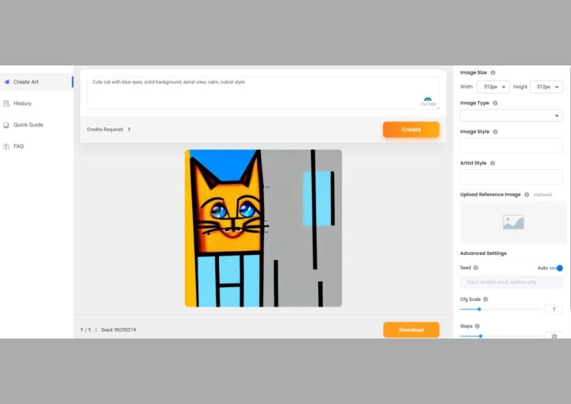 Simple instructions for creating visual art using VanceAI Art Generator step 3